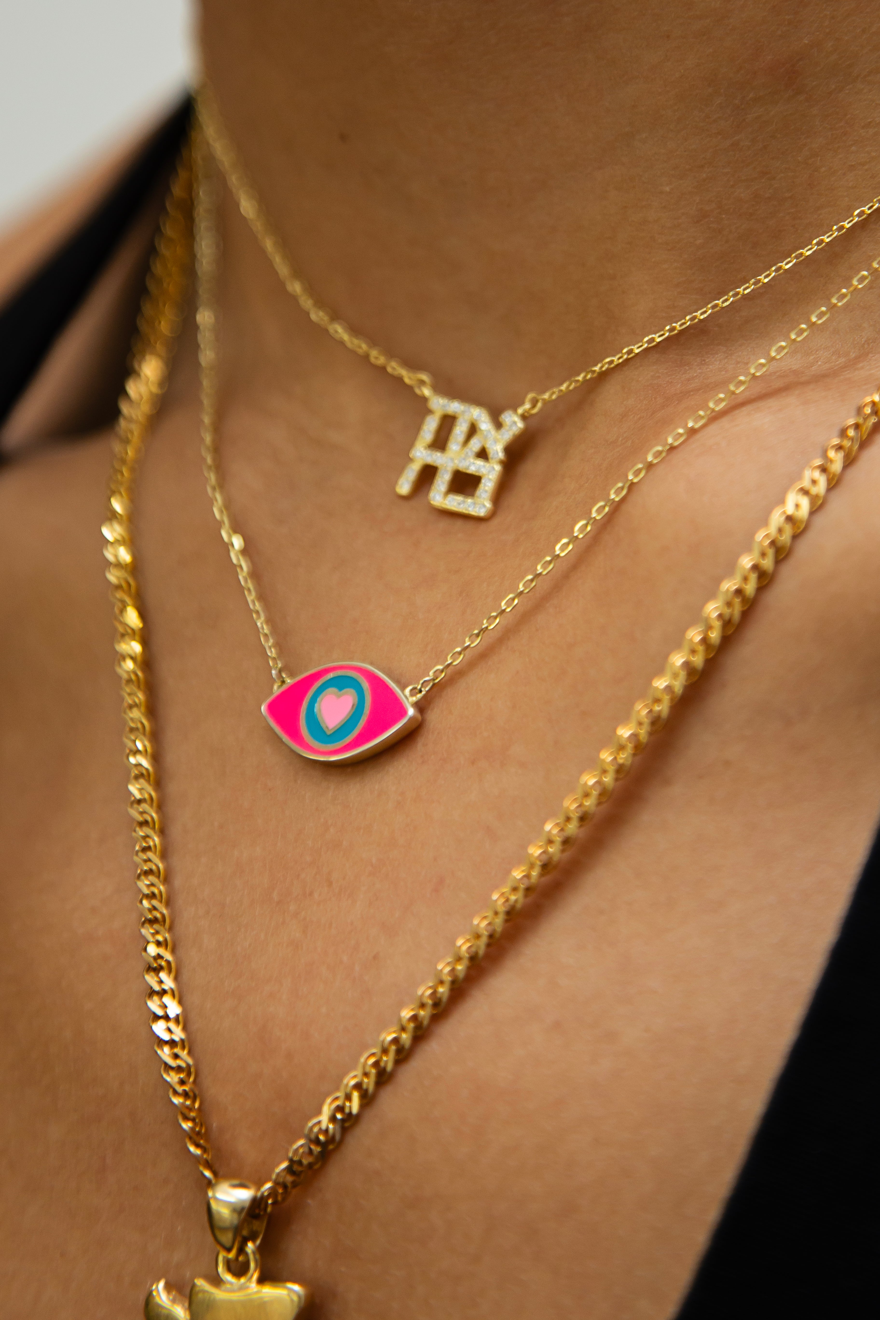 Sterling Silver Enamel Eye Necklace