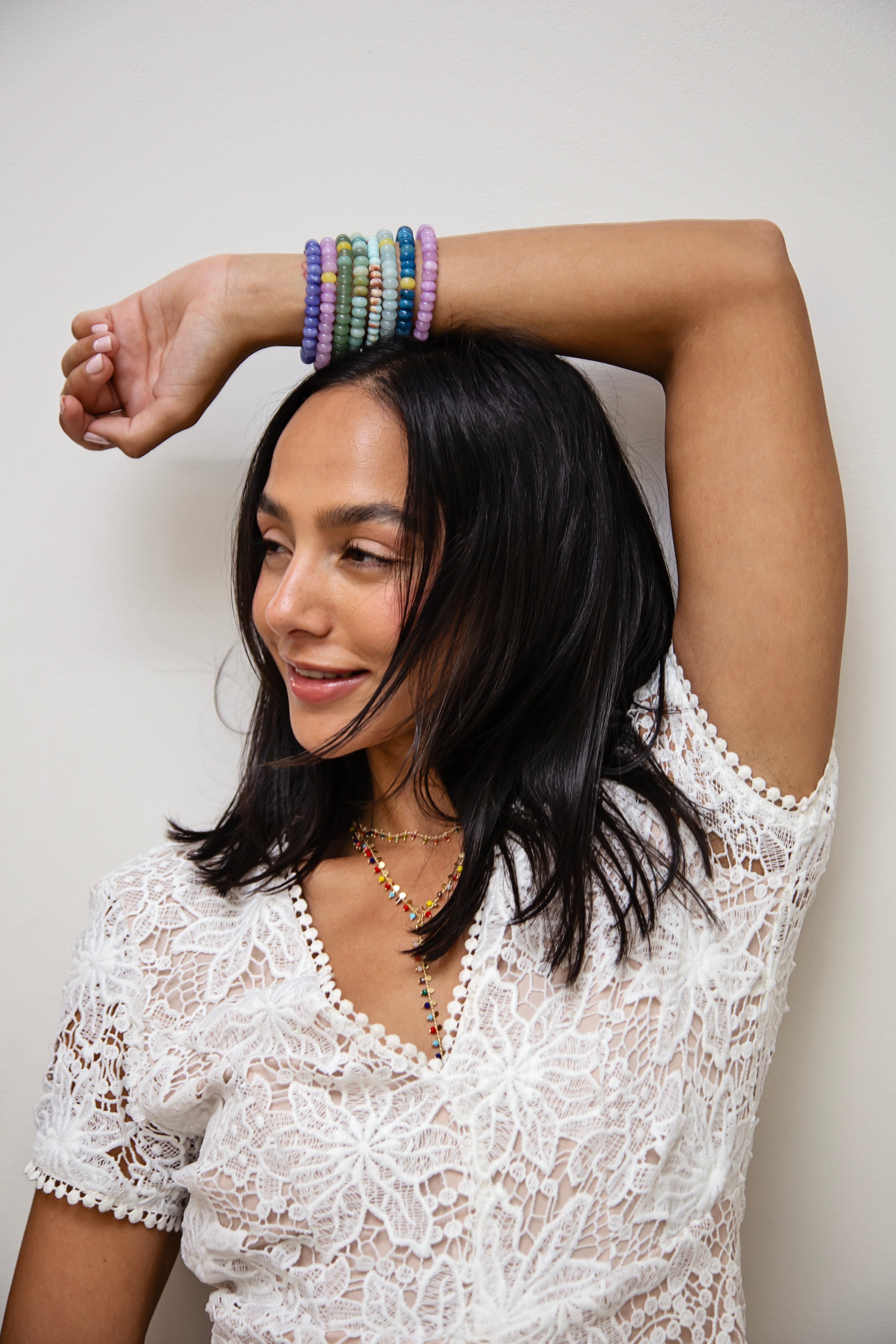 Semi Precious Rondelle beaded bracelets