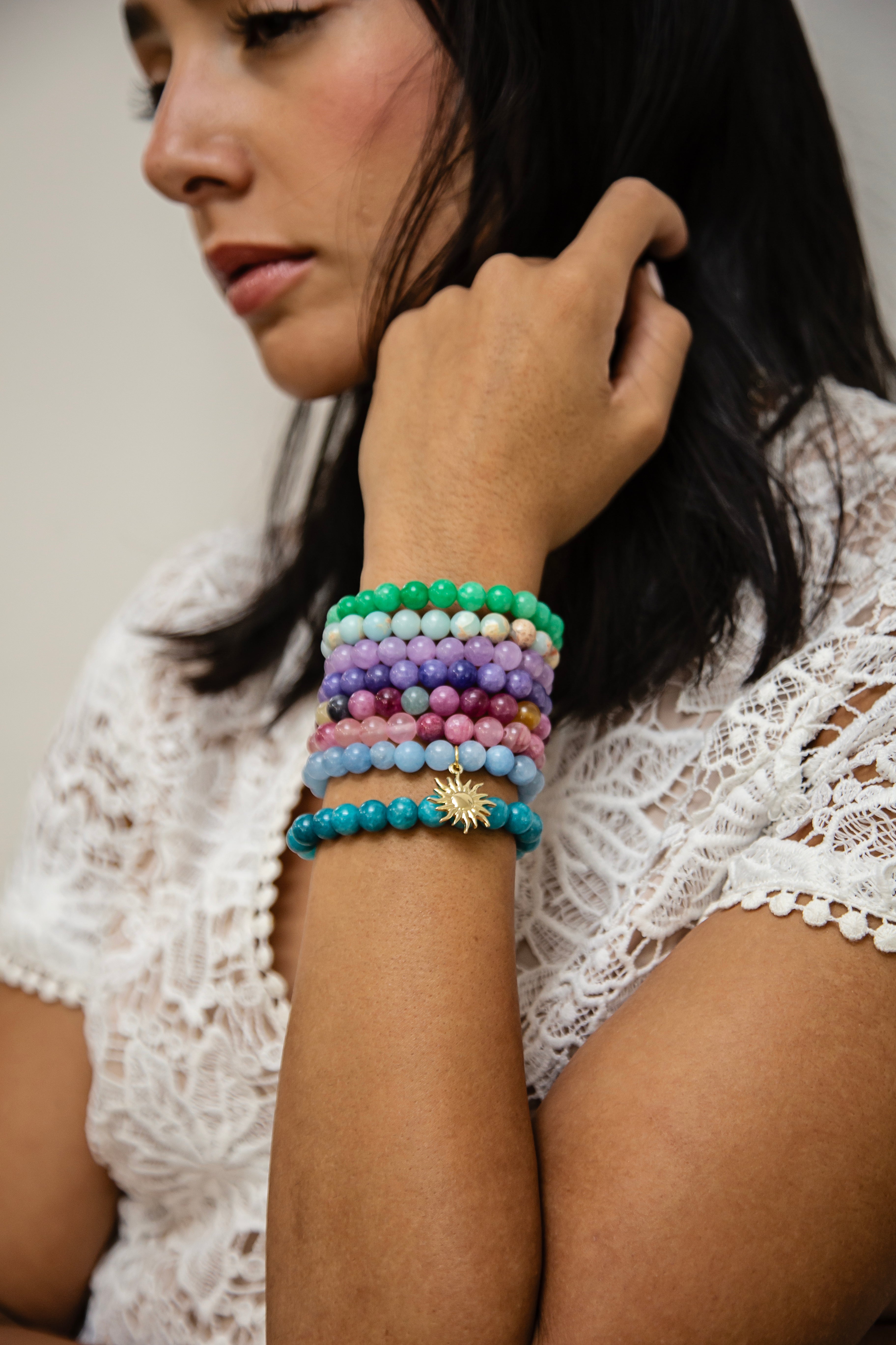 Semi Precious Rondelle beaded bracelets