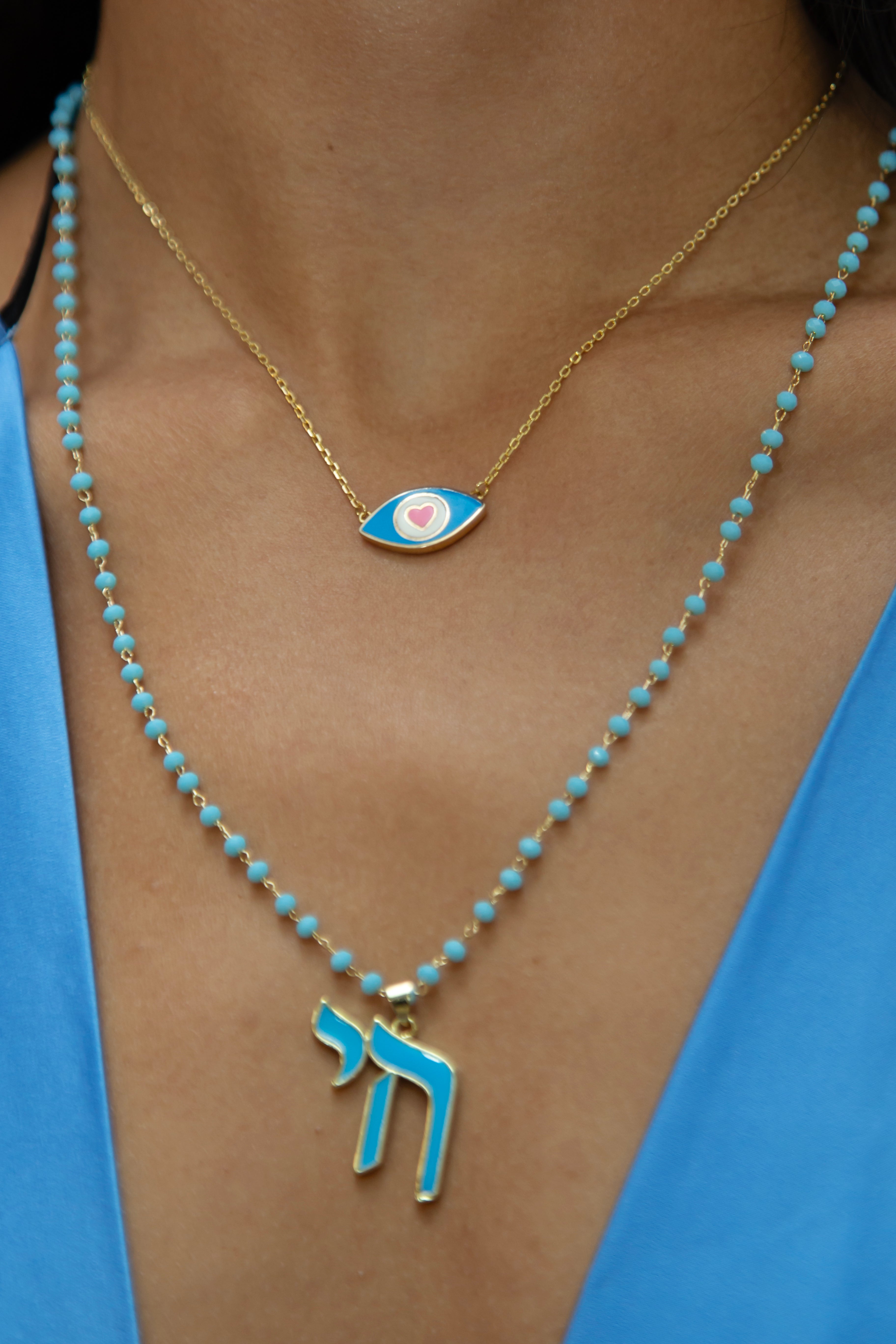 Sterling Silver Enamel Eye Necklace